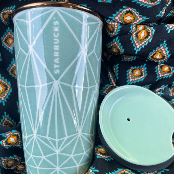 Starbucks teal diamond ceramic mug - Picture 1 of 2